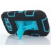 Samsung Galaxy S3 - 3 Piece Hard Plastic Silicone Hybrid Shock Proof Drop KickStand Protective Phone Cover Case - Black Blue